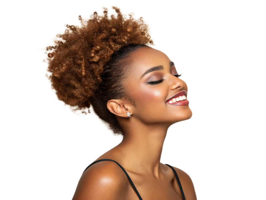 Smiling Woman Model With Curly Hair Png