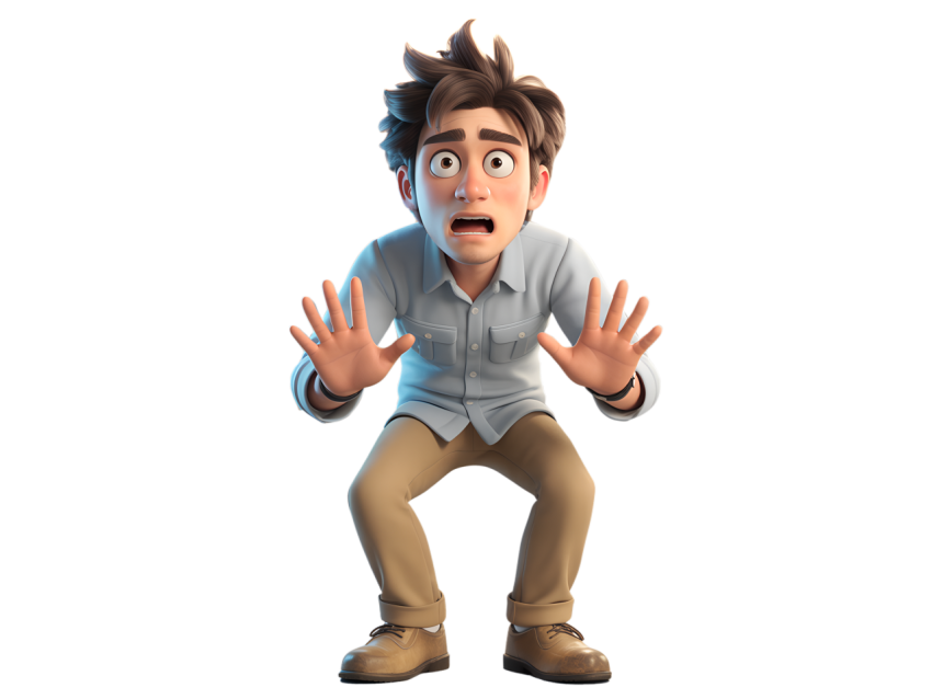 Surprised Man Expresses Shock and Fear Png