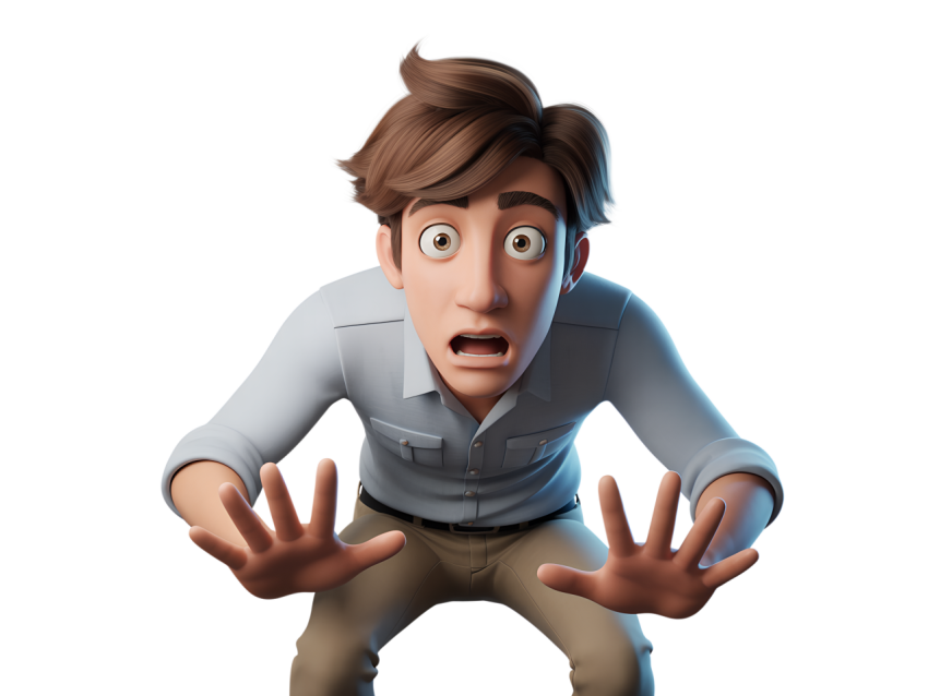 Surprised Man Expresses Shock and Fear Png