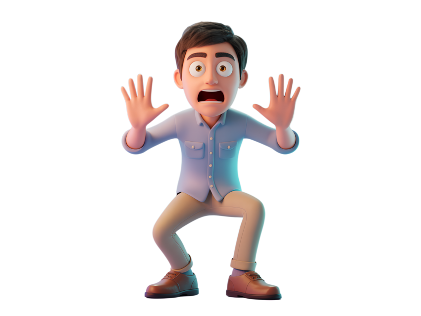 Surprised Man Expresses Shock and Fear Png