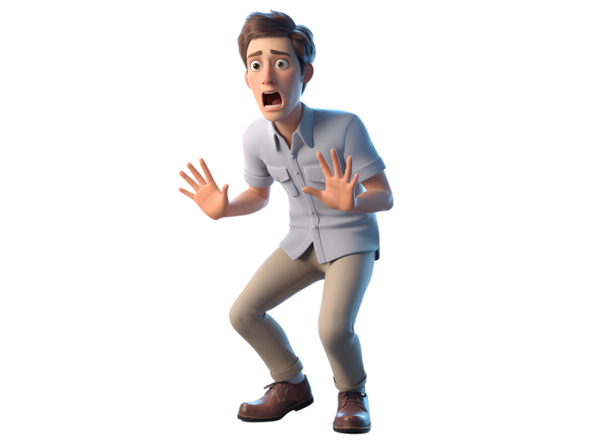 Surprised Man Expresses Shock and Fear Png