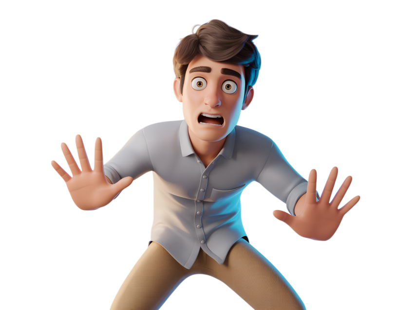 Surprised Man Expresses Shock and Fear Png