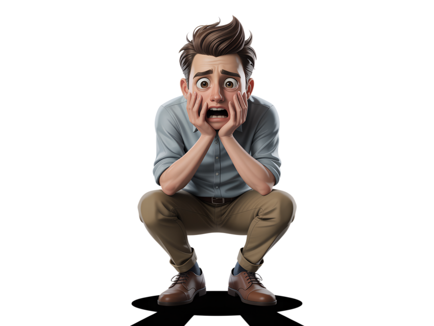 Surprised Man Expresses Shock and Fear Png