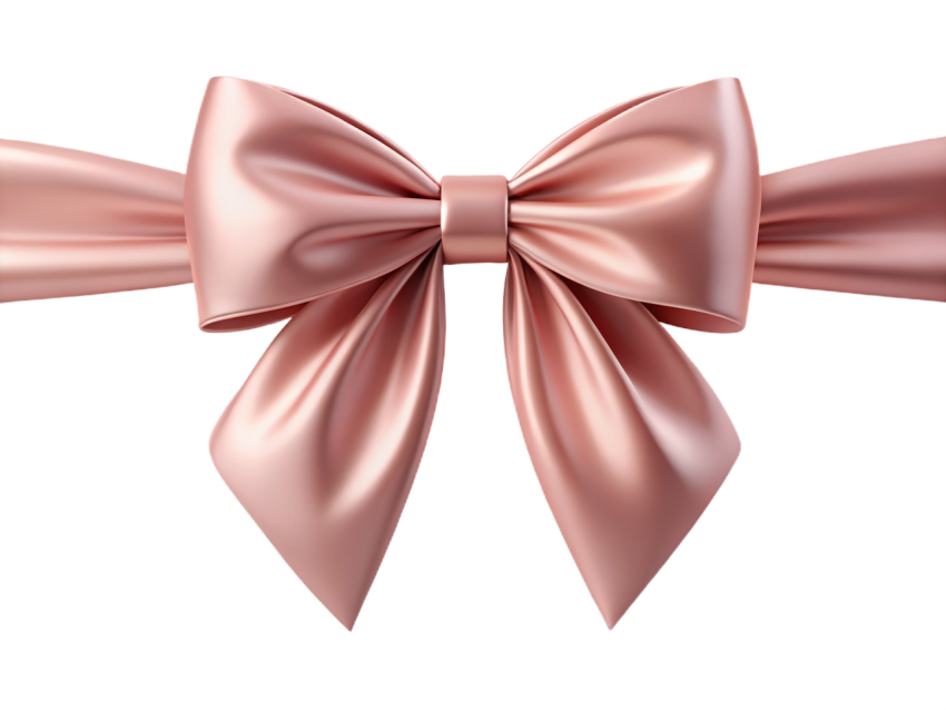 Elegant Pink Ribbon Bow on Transparent Background