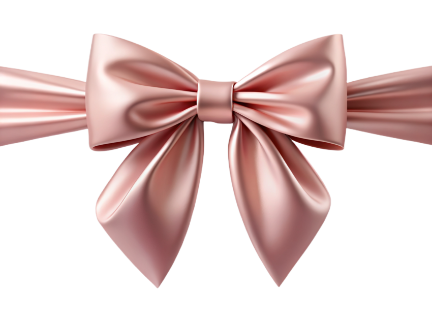 Elegant Pink Ribbon Bow on Transparent Background