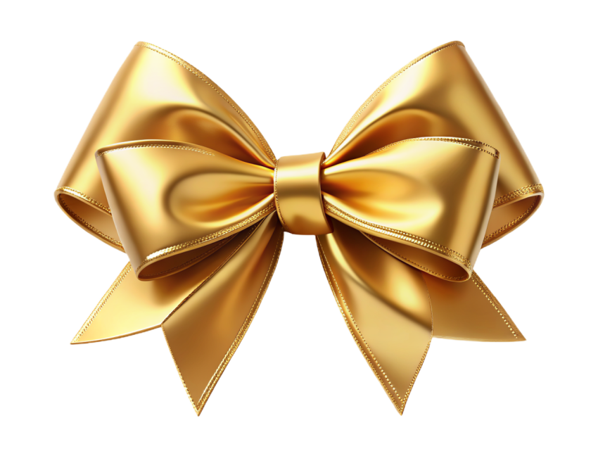 Elegant Golden Satin Bow Png