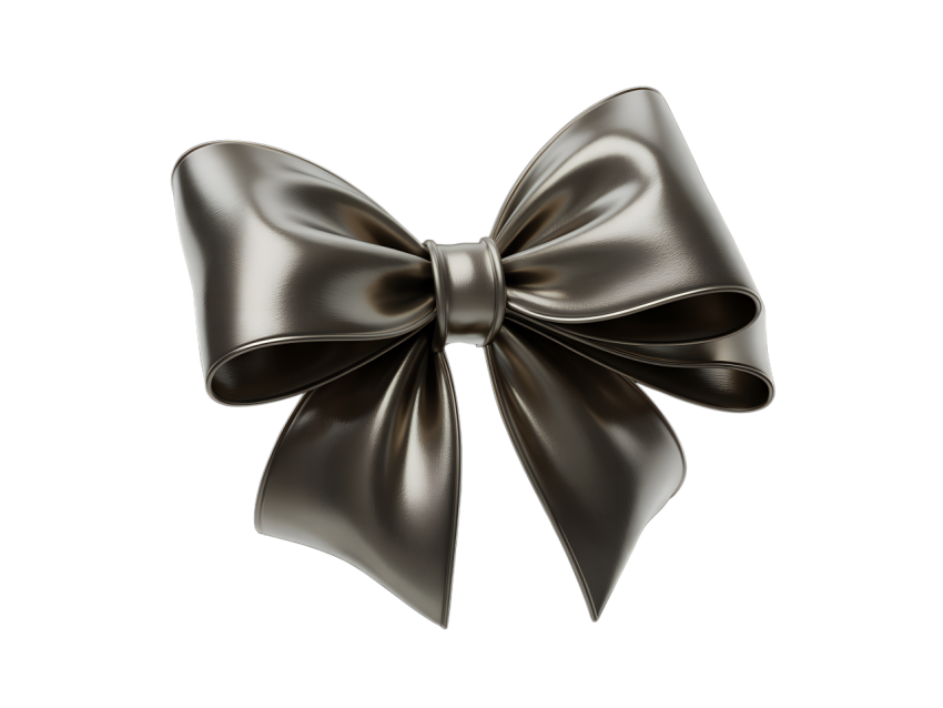 Elegant Black Bow on transparent Background
