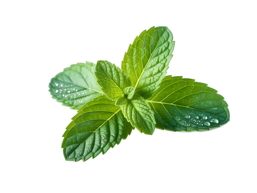 Fresh Green Mint Leaves on Transparent Background