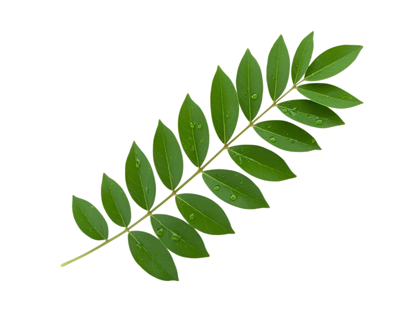 Fresh Green Curry Leaves Isolated on Transparent Background