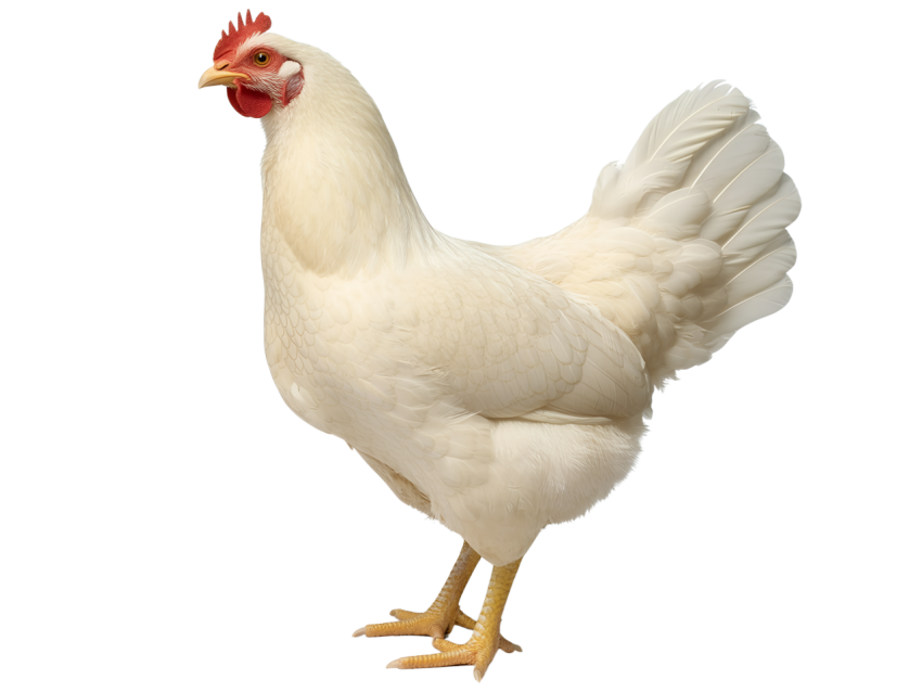 White Chicken Standing on Transparent background