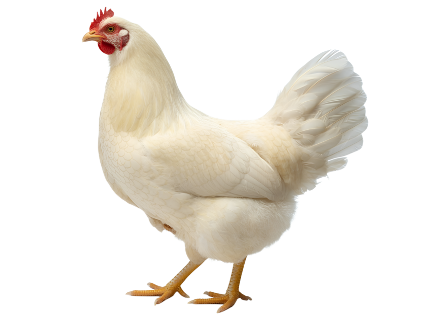 White Chicken Standing on Transparent background