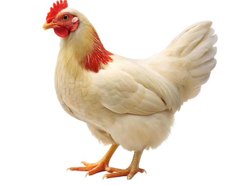 White Chicken Standing on Transparent background