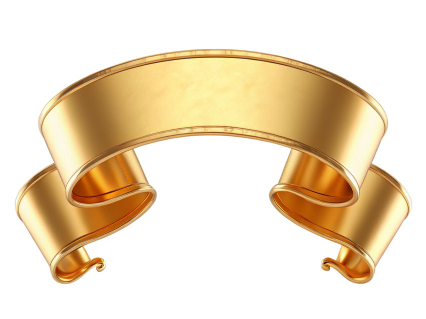 Golden Ribbon Banner on Transparent Background