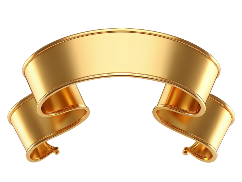 Golden Ribbon Banner on Transparent Background