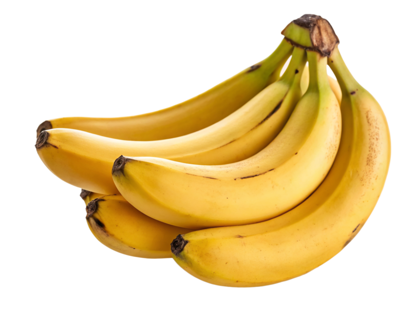 Yellow Bananas on Transparent Background
