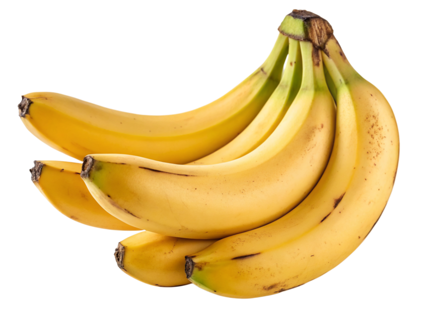Fresh Yellow Bananas on Transparent Background
