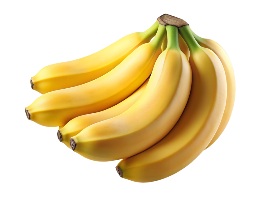 Fresh Bananas cluster on Transparent Background
