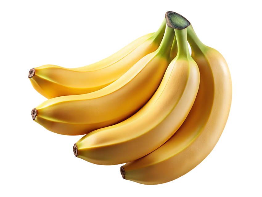 Fresh Bananas cluster on Transparent Background