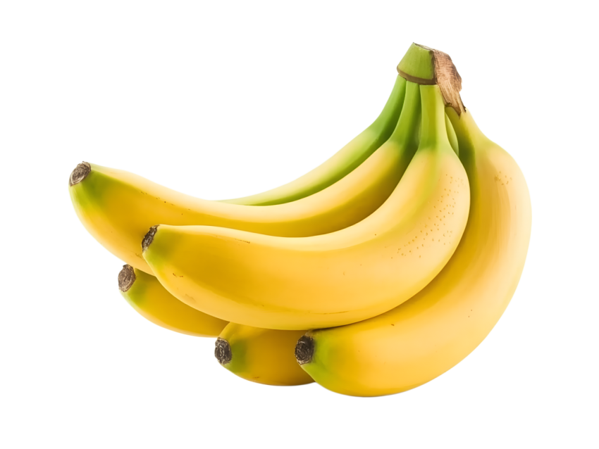 Fresh Bananas cluster on Transparent Background