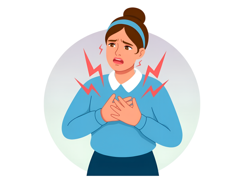 Woman Chest Pain Experiencing  with Warning Signs