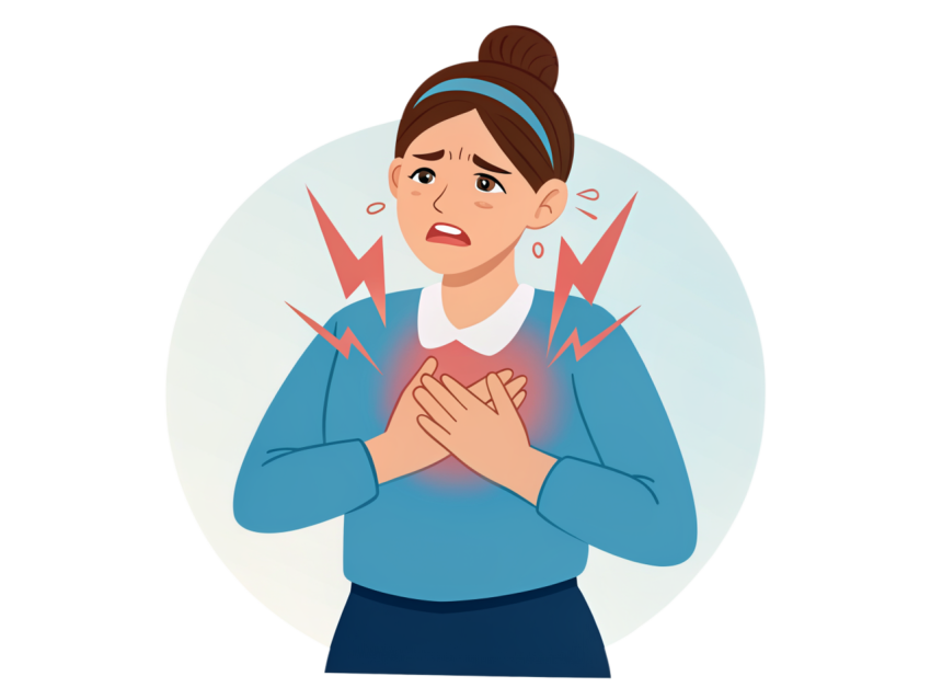 Woman Chest Pain Experiencing  with Warning Signs