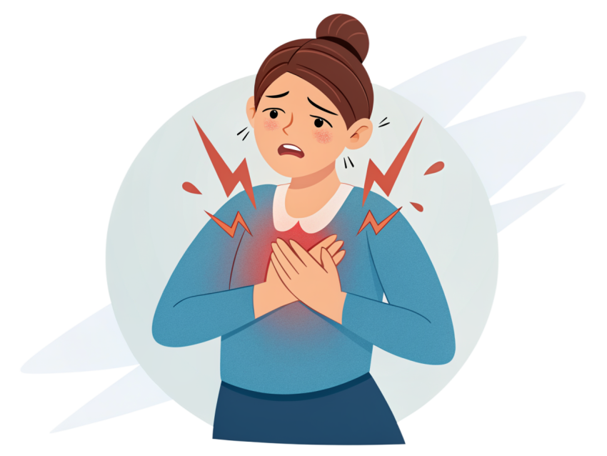 Woman Chest Pain Experiencing  with Warning Signs