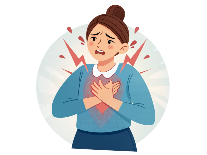 Woman Chest Pain Experiencing  with Warning Signs