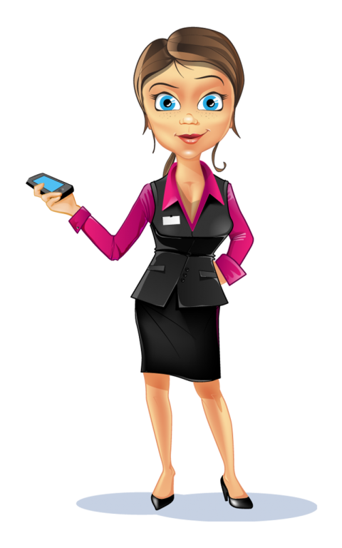 Holding a Phone Business Women Cartoon Character