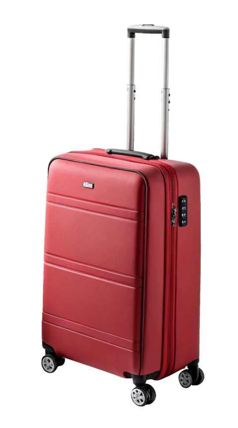 Red travel luggage bag png