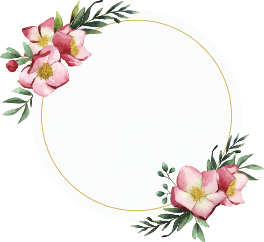 Round Flower Frame Watercolor Png