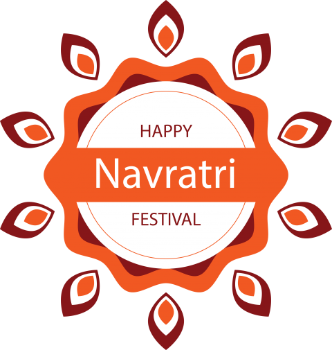 Happy Navratri Badge Design Template