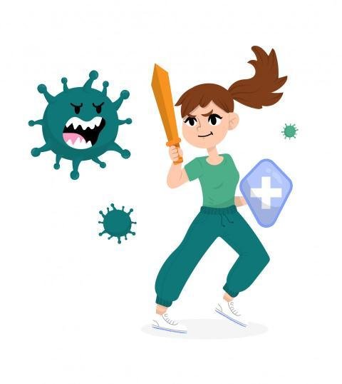 Fight the Virus with Shield Illustration