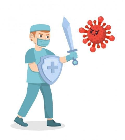 Fight the Virus with Shield Concept Illustration