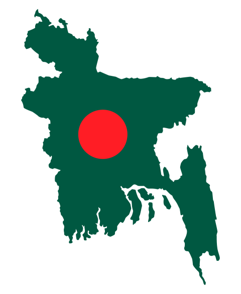 Bangladesh Map with National Flag on Transparent Background