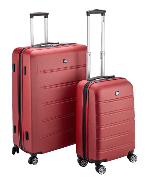 Red travel luggage bags png
