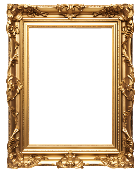 Golden photo frame png image