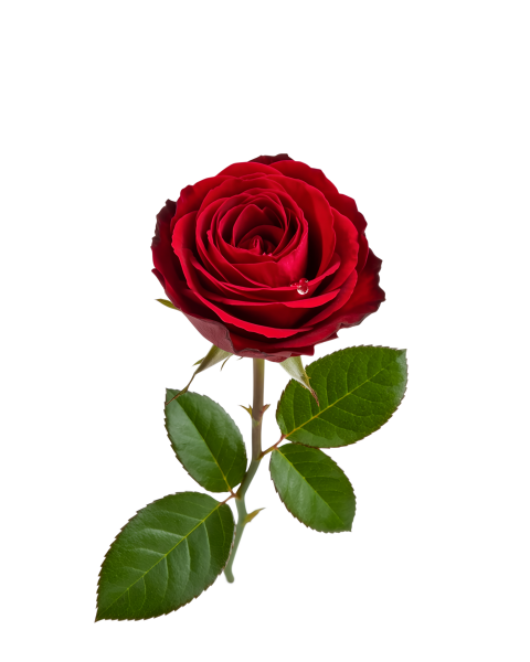 Red Rose Flower on Transparent Background
