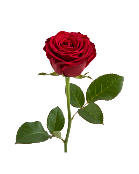 Red Rose Flower on Transparent Background