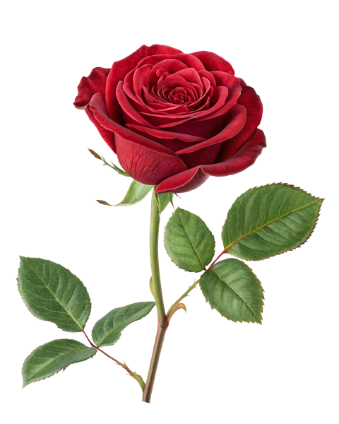 Red Rose Flower on Transparent Background