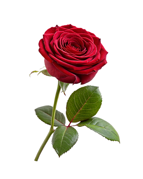 Red Rose Flower on Transparent Background