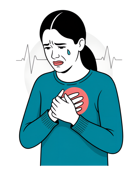 Woman Chest Pain Experiencing  with Warning Signs