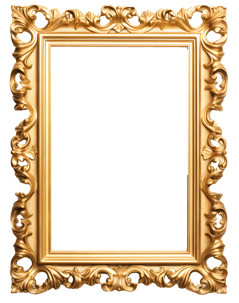 Golden photo frame png image