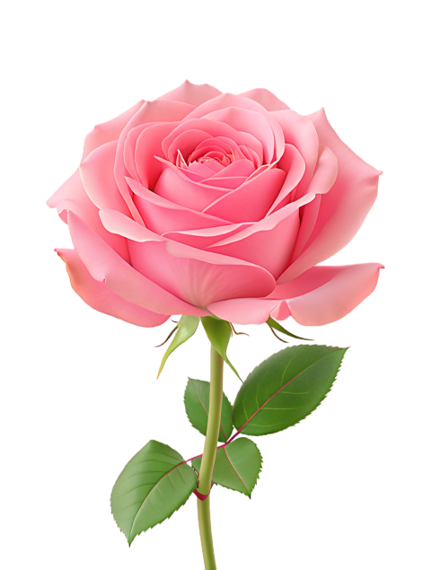 Pink Rose Flower on Transparent Background