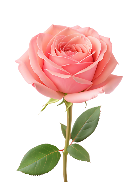 Pink Rose Flower on Transparent Background