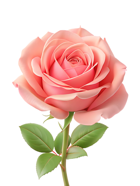 Pink Rose Flower on Transparent Background
