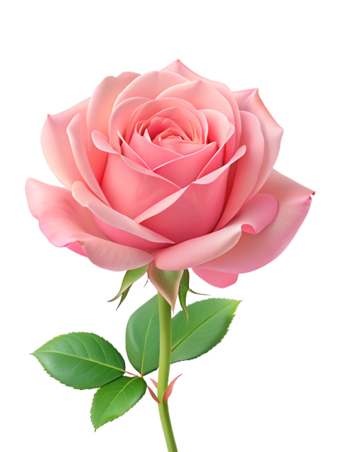 Pink Rose Flower on Transparent Background