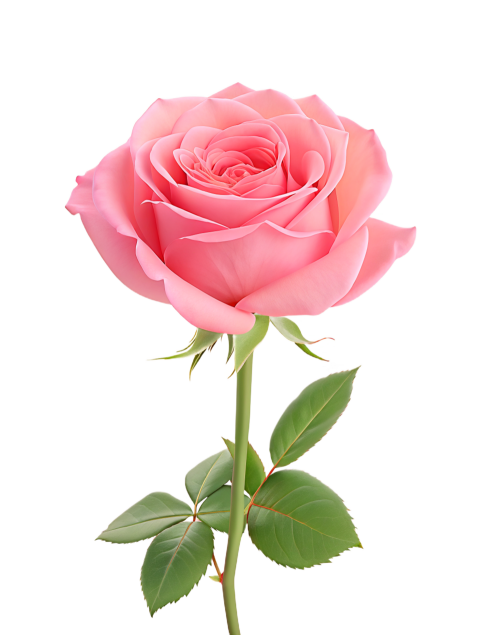Pink Rose Flower on Transparent Background