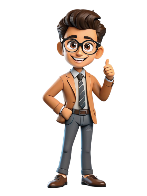 Cartoon Character in Business Suit Giving a Thumbs Up Gesture