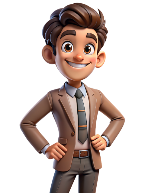 Smiling Businessman Cartoon Character in Formal Attire png