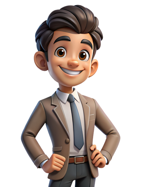 Smiling Businessman Cartoon Character in Formal Attire png